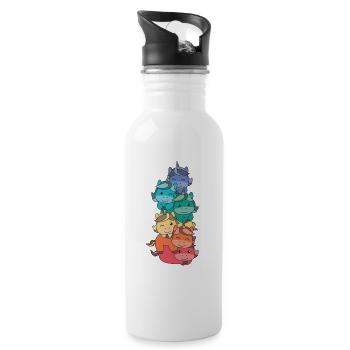 Regenbogen Flag Pride LGBTQ süßer Einhorn Stapel - Trinkflasche mit integriertem Trinkhalm - Weiß - Rechts