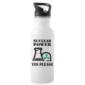 Atomkraft, Ja bitte, Kernenergie - Trinkflasche mit integriertem Trinkhalm - Weiß - Rechts