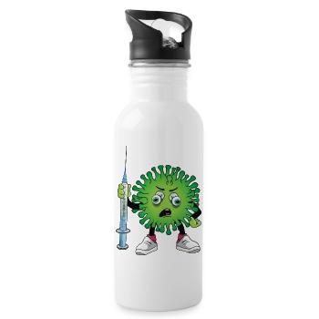 Virus mit Spritze - Trinkflasche mit integriertem Trinkhalm - Weiß - Rechts
