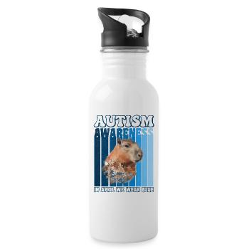 Capybara Autismus Awareness - Trinkflasche mit integriertem Trinkhalm - Weiß - Rechts