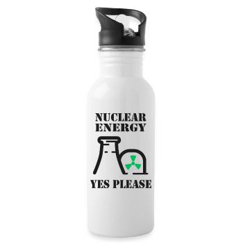 Nuclear Energy, Yes Please, Nuclear Power - Water bottle with straw - white - Right