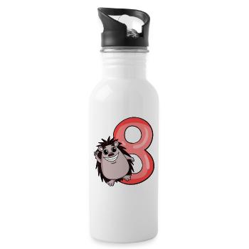 8 Birthday 8 years old with animal motif - eight - Water bottle with straw - white - Right