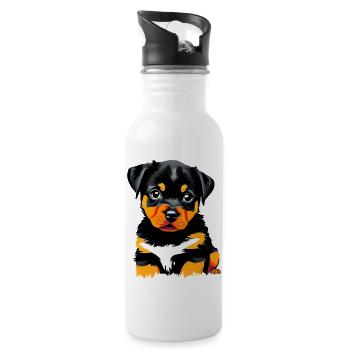 Rottweiler Dogs Rottweiler Puppy Dog Puppy Dog - Water bottle with straw - white - Right