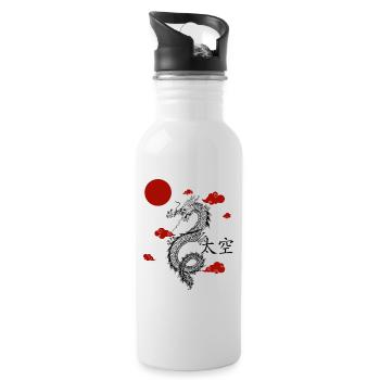 Japanese Aesthetic Chinesischer Drachen Tattoo - Trinkflasche mit integriertem Trinkhalm - Weiß - Rechts