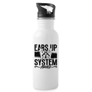 Ears Up System Armed Canine German Shepherd Lover - Water bottle with straw - white - Right