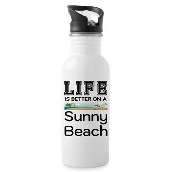 Life is better on a sunny beach - Water bottle with straw - white - Right