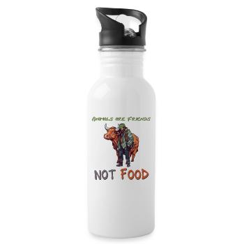 Friends not Food - Water bottle with straw - white - Right