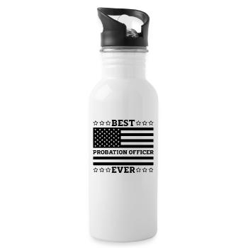 Best Probation Officer Ever Sheriff Parole Officer - Trinkflasche mit integriertem Trinkhalm - Weiß - Rechts