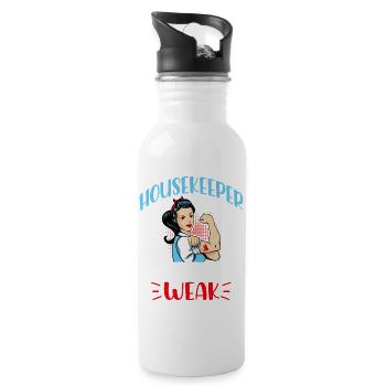 Housekeeper Not For The Weak - Water bottle with straw - white - Right