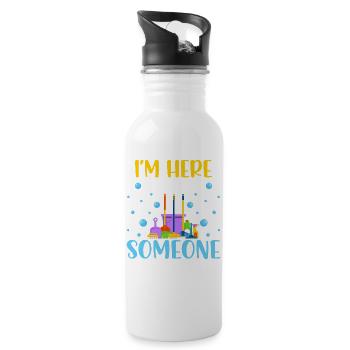 I'm Here Because Someone Made A Mess - Trinkflasche mit integriertem Trinkhalm - Weiß - Rechts