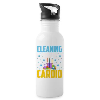 Le nettoyage est mon cardio - Gourde avec paille intégrée - blanc - Droite