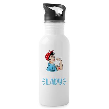 Cleaning Lady - Trinkflasche mit integriertem Trinkhalm - Weiß - Rechts