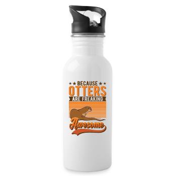 Otter Geschenk Fischotter Seeotter - Trinkflasche mit integriertem Trinkhalm - Weiß - Rechts