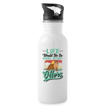 Otter Geschenk Fischotter Seeotter - Trinkflasche mit integriertem Trinkhalm - Weiß - Rechts