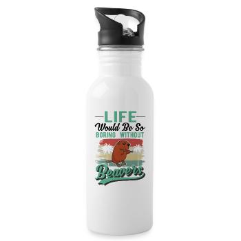 Beaver Gift Beaver Dam - Water bottle with straw - white - Right
