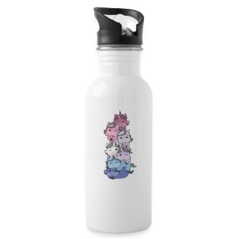 Bigender Flag Pride LGBTQ süßer Einhorn Stapel - Trinkflasche mit integriertem Trinkhalm - Weiß - Rechts