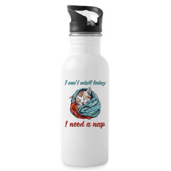 I cant adult today - Water bottle with straw - white - Right