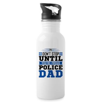 Polizei Polizist Polizeibeamte - Trinkflasche mit integriertem Trinkhalm - Weiß - Rechts