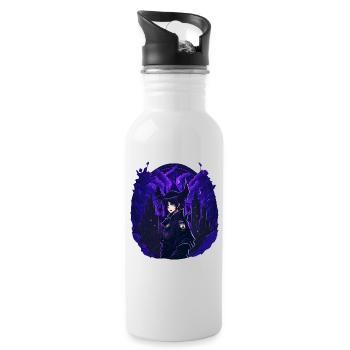Goth Anime Girl dark night - Water bottle with straw - white - Right