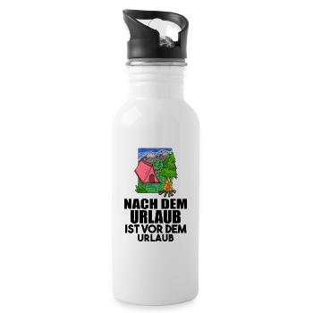 Urlaub - Trinkflasche mit integriertem Trinkhalm - Weiß - Rechts