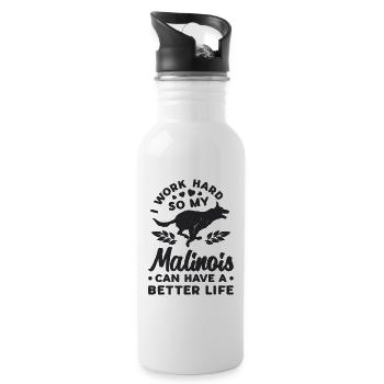I Work Hard So My Belgian Shepherd Malinois Lover - Water bottle with straw - white - Right