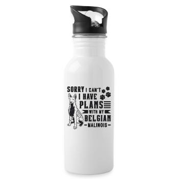 Sorry I Can't I Have Working Dog Malinois Lover - Water bottle with straw - white - Right