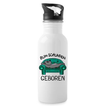 Lustiger Spruch lustige Sprüche - Schlafen - Trinkflasche mit integriertem Trinkhalm - Weiß - Rechts
