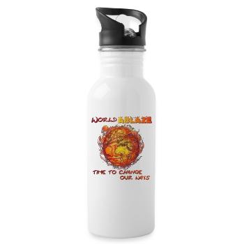 World ablaze - Trinkflasche mit integriertem Trinkhalm - Weiß - Rechts