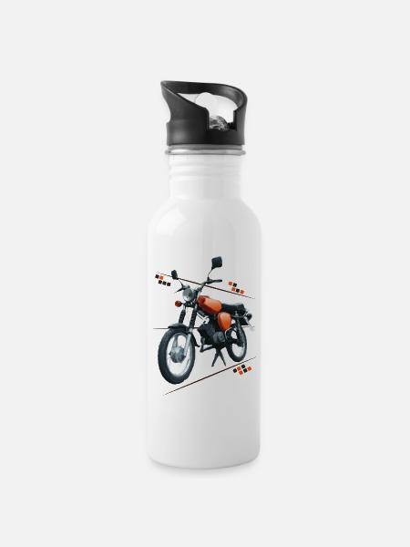 Moped - Trinkflasche mit integriertem Trinkhalm - Weiß