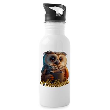 Nachteule - Trinkflasche mit integriertem Trinkhalm - Weiß - Rechts