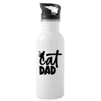 Cat Dad - Trinkflasche mit integriertem Trinkhalm - Weiß - Rechts
