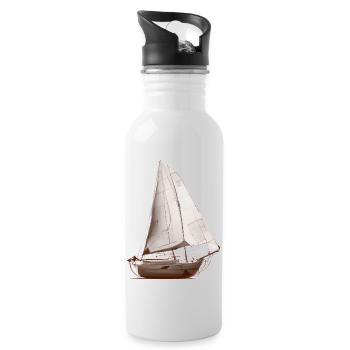 Sailing Ship Sailing Sailing Sailing Sailing Sailboat - Water bottle with straw - white - Right