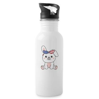 4 juillet American Bunny for Kids USA - Gourde avec paille intégrée - blanc - Droite