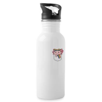 Regenbogen Axolotl Flag Pride LGBTQ süße Axolotls - Trinkflasche mit integriertem Trinkhalm - Weiß - Rechts