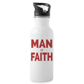 Man of Faith | Christian typography - Water bottle with straw - white - Right