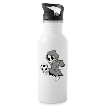 Sensenmann spielt Fußball - Trinkflasche mit integriertem Trinkhalm - Weiß - Rechts