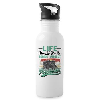 Porcupine Gift Porcupine - Water bottle with straw - white - Right