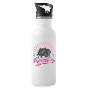 Easily distracted by Porcupines Porcupine - Water bottle with straw - white - Right