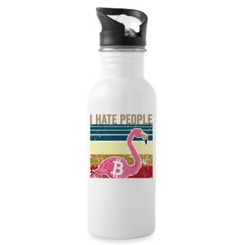 I hate people | Bitcoin - Water bottle with straw - white - Right