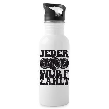 Boule Spruch Kugeln für Bouler Boccia Spiel - Trinkflasche mit integriertem Trinkhalm - Weiß - Rechts