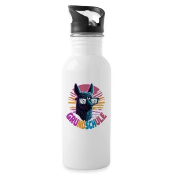 Lama Alpaka Hasta La Vista Einschulung 5.Klasse - Trinkflasche mit integriertem Trinkhalm - Weiß - Rechts