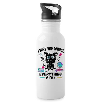 Last day of school, I survived School - Water bottle with straw - white - Right