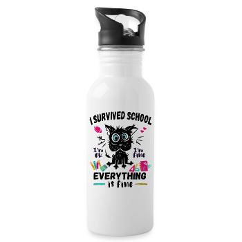 Last day of school, I survived School - Water bottle with straw - white - Right