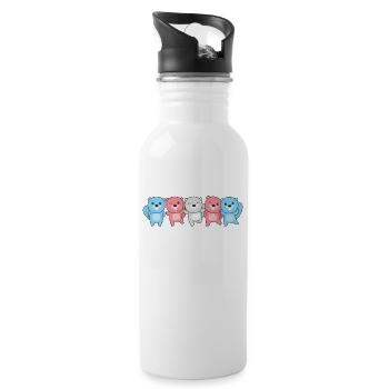 Transgender Flag Pride LGBTQ süßer Biber - Trinkflasche mit integriertem Trinkhalm - Weiß - Rechts