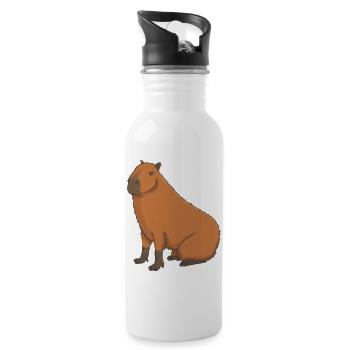 Capybara sucré - Gourde avec paille intégrée - blanc - Droite