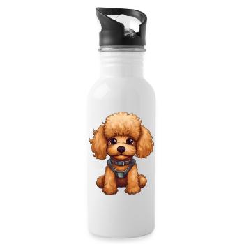 Sweet Baby Poodle Dog - Water bottle with straw - white - Right