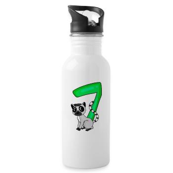 7 ans 7 ans avec motif animal - sept - Gourde avec paille intégrée - blanc - Droite