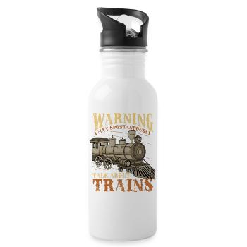 Lokomotive Zug - Trinkflasche mit integriertem Trinkhalm - Weiß - Rechts
