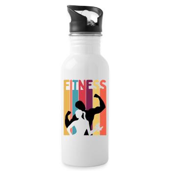 Fitness Lover - Water bottle with straw - white - Right