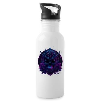 Crâne Rose Neon Vaporwave Crâne - Gourde avec paille intégrée - blanc - Droite
